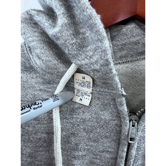 MW Gray Zip-Up Hoodie Sz. M Vintage 1980’s Metal Zipper ~minty~ Rocky Balboa - Picture 4 of 16